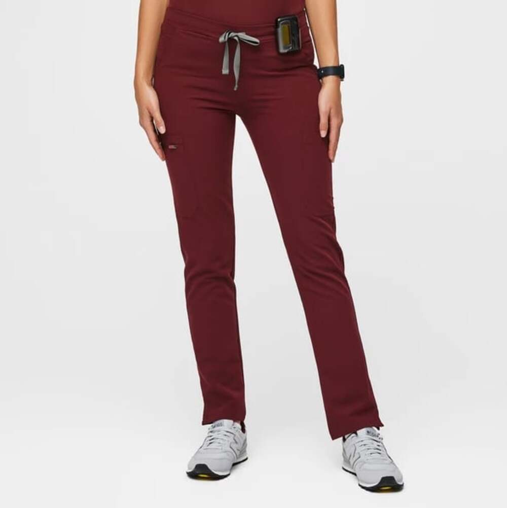Figs Yola slim scrub pant burgundy XSP nurse uniform apparel utility workwear
